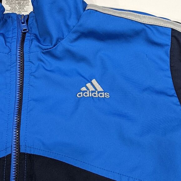 Adidas Navy Blue Light Weight Lightweight Wind Break Windbreaker Jacket Boys 7 - Picture 4 of 6